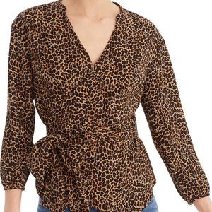 J Crew Cheetah Print Wrap Top